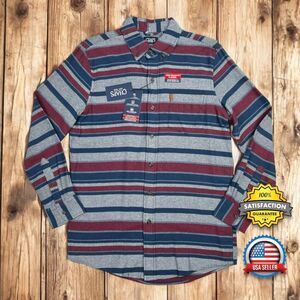 Chaps MENS SM Performance Flannel Button Down Shirt Lightweight Blue Red NEW